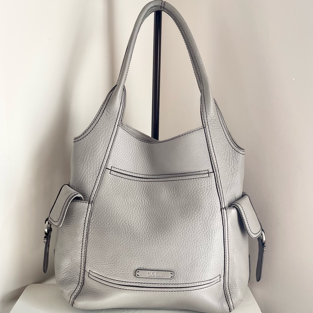 💋COLE HAAN, Gray Vintage Leather bag - 15.5” x 13”